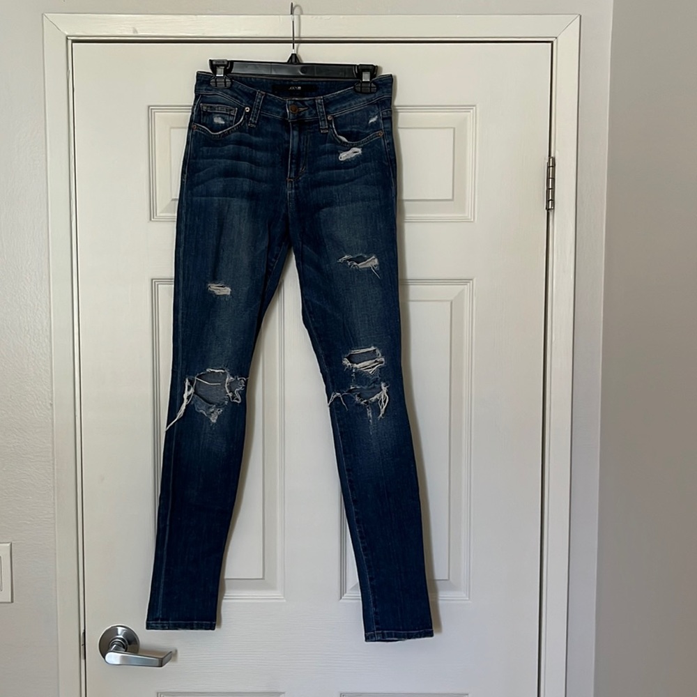 Joes Jeans dark wash distressed skinny jean